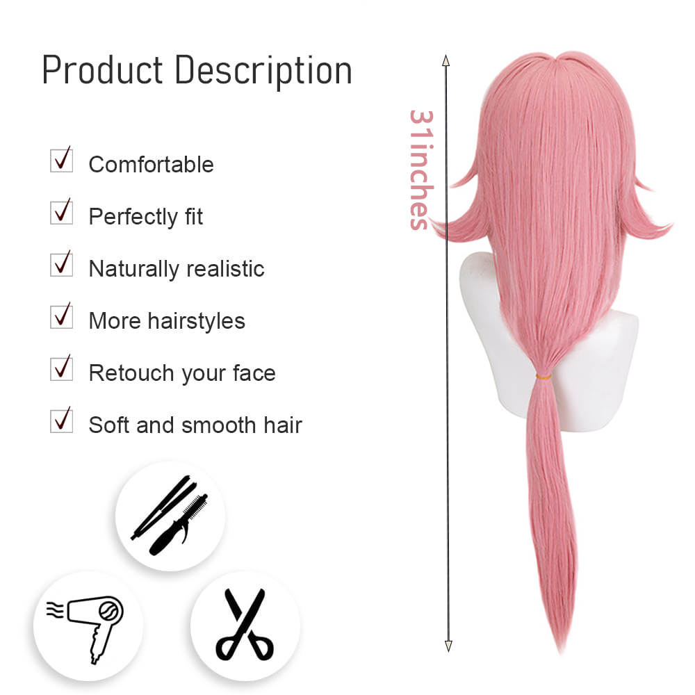 Yae Miko Cos Wig Pink Natural  - Anime Cosplay Photo ulasan dan harga