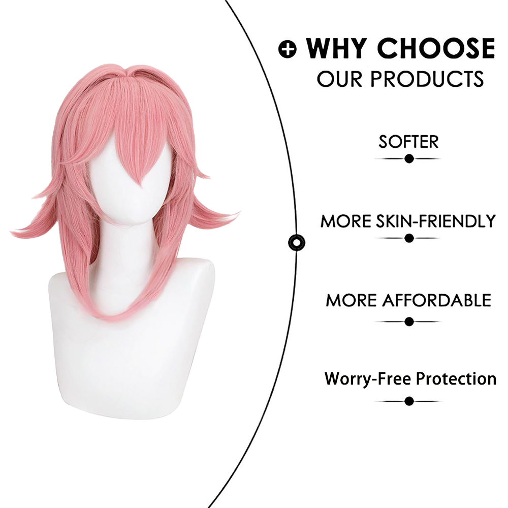 Yae Miko Cos Wig Pink Natural  - Anime Cosplay Photo ulasan dan harga
